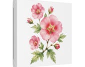 Pink Rose of Sharon Botanical Art Classic Stretched Canvas | Floral Wall Decor, framing detail (Bill Shew)