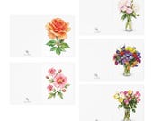 Watercolor Floral Note Cards, Assorted Rose Bouquet Art Prints (Digital Art Print), close-up (Bill Shew)