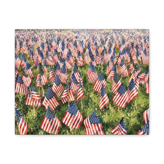Boston Common Flag Garden Canvas Print, Memorial Day Wall Art, Digital Art by Bill Shew