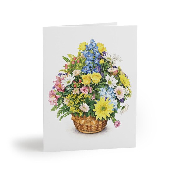 Colorful Wildflower Bouquet Greeting Card – Botanical Watercolor Floral Basket (8 Pack) Colorful Wildflower Bouquet Greeting Card – Botanical Watercolor Floral Basket (8 Pack) by Bill Shew