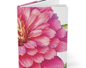 Pink Zinnia Hardcover Journal | Watercolor Floral Notebook, Lined Pages by Bill Shew