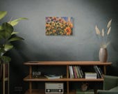 Sunflower Field Canvas Print, Purple Sunset Sky, Textured Botanical Wall Art, close-up (Bill Shew)