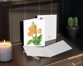 Canna Lily Greeting Card, Watercolor Botanical Card, Yellow Orange Flower Card, alternate view (Bill Shew)