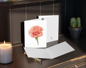 Pink Carnation Botanical Watercolor Greeting Card, Floral Note Card, Garden Flower Art, alternate view (Bill Shew)