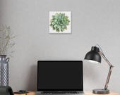 Green Echeveria Succulent Botanical Art Classic Stretched Canvas | Floral Wall Decor, in-room view (Bill Shew)