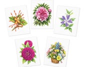 Watercolor Floral Note Cards, Assorted Flower Basket Designs (Digital Art Print), Bill Shew note card set