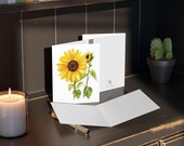 8 cards - Watercolor Sunflower Botanical Greeting Card, Floral Art Note Card, alternate view (Bill Shew)