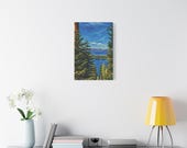 Mountain Lake Pine Trees Canvas Print, Blue Forest Nature Wall Art, alternate view (Bill Shew)