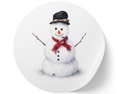 Watercolor Snowman Sticker, Festive Winter Decor, Holiday Art (1"x1" or 2"x2"), alternate view (Bill Shew)