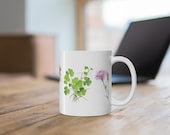 Wildflower Mug, Watercolor Wildflower Coffee Mug, Purple Floral Mug, Botanical Ceramic Mug, alternate view (Bill Shew)
