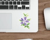 Watercolor Periwinkle Flower Sticker, Lavender Botanical Decal, detail view (Bill Shew)
