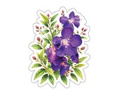 Princess Flower Sticker, Purple Tibouchina Flower Sticker, Botanical Floral Sticker by Bill Shew