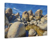 Lakeside Boulders Canvas Print, Granite Rocks Digital Art Print, Nature Wall Art, Canvas Wall Decor, detail view (Bill Shew)