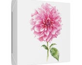 Pink Dahlia Botanical Art Classic Stretched Canvas | Floral Wall Decor, detail view (Bill Shew)