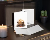 Cozy Watercolor Fireplace Christmas Card, Rustic Holiday Greeting, alternate view (Bill Shew)