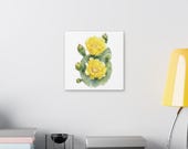 Yellow Prickly Pear Cactus Botanical Art Classic Stretched Canvas, detail view (Bill Shew)