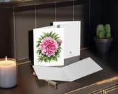 8 cards - Pink Peony Watercolor Card, Botanical Blush Floral Illustration, alternate view (Bill Shew)