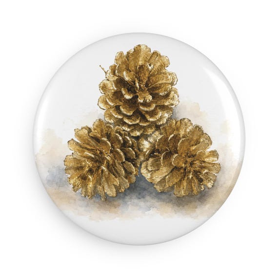 Pine Cone Magnet, Rustic Christmas Fridge Magnet, Winter Nature Decor, Woodland Magnet by Bill Shew