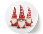 Scandinavian Christmas Gnome Sticker, Festive Knit Hat Art (Roll of 50), alternate view (Bill Shew)