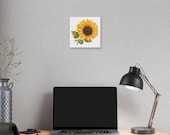 Golden Sunflower Botanical Art Classic Stretched Canvas | Floral Wall Decor, in-room view (Bill Shew)