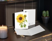 8 cards - Watercolor Sunflower Botanical Greeting Card, Floral Art Note Card, alternate view (Bill Shew)