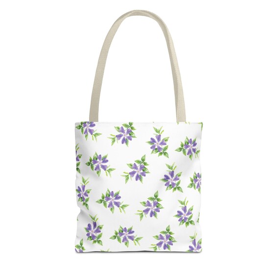 Watercolor Periwinkle Vinca Flower Tote Bag | Cottage Garden Style Watercolor Periwinkle Vinca Flower Tote Bag | Cottage Garden Style by Bill Shew
