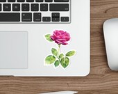 Watercolor Pink Rose Sticker, Botanical Floral Garden Decor, detail view (Bill Shew)