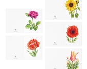 Watercolor Floral Note Cards, Assorted Garden Flowers (Set of 5), in-room view (Bill Shew)