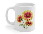 Gaillardia Mug, Blanket Flower Coffee Mug, Watercolor Flower Mug, Botanical Ceramic Mug, detail view (Bill Shew)