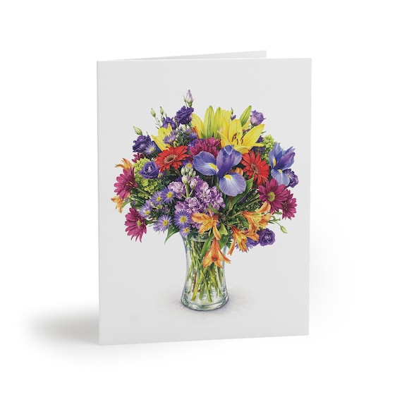 8 cards - Colorful Flower Bouquet Greeting Card by Bill Shew