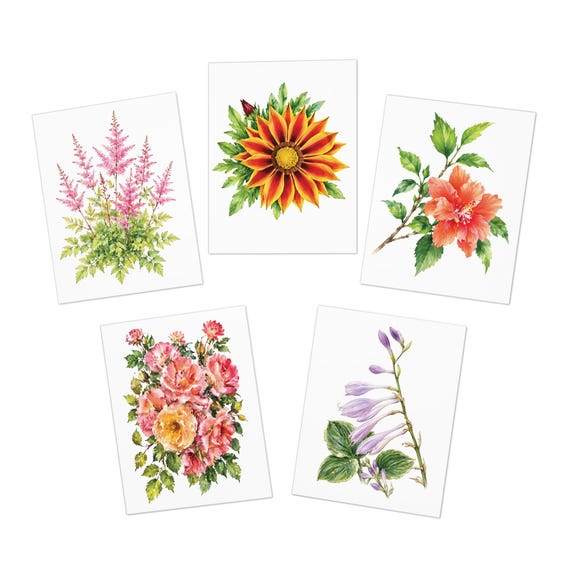Assorted Floral Note Cards, Watercolor Garden Flower Prints, Bill Shew note card set
