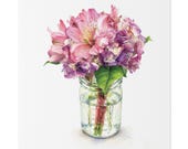 Pink Purple Floral Bouquet Botanical Art Classic Stretched Canvas, close-up (Bill Shew)