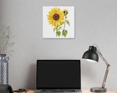 Golden Sunflower Botanical Art Classic Stretched Canvas | Floral Wall Decor, alternate view (Bill Shew)