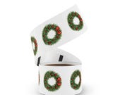 Christmas Wreath Sticker, Holiday Wreath Sticker, Evergreen Wreath, close-up (Bill Shew)
