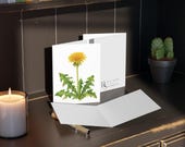 Watercolor Dandelion Greeting Card, Botanical Wildflower Art (4.25" x 5.5"), alternate view (Bill Shew)