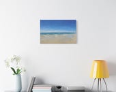 Minimalist Beach Canvas Print, Blue Sky Ocean, Coastal Wall Art (Digital Art), in-room view (Bill Shew)