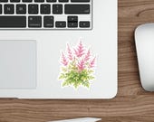 Pink Astilbe Flower Sticker, Watercolor Botanical Garden Plant, detail view (Bill Shew)