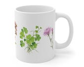 Wildflower Mug, Watercolor Wildflower Coffee Mug, Purple Floral Mug, Botanical Ceramic Mug by Bill Shew