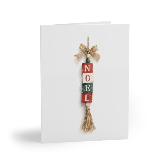 Noel Christmas Greeting Card, Watercolor Holiday Card, Rustic Noel Christmas Decor by Bill Shew