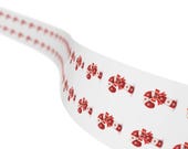 Watercolor Candy Cane Sticker, Red White Snowflakes, Holiday Decor (Roll), in-room view (Bill Shew)