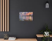 Lighthouse Sailboat Canvas Print, Coastal Sunset Wall Art, in-room view (Bill Shew)