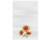 Blanket Flower Watercolor Tea Towel | Floral Kitchen Dish Towel, detail view (Bill Shew)