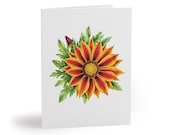 Gazania Greeting Card – Botanical Watercolor Treasure Flower Art (8 Pack) by Bill Shew