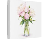 Pink Peony Bouquet Botanical Art Classic Stretched Canvas | Watercolor Floral Wall Decor, framing detail (Bill Shew)