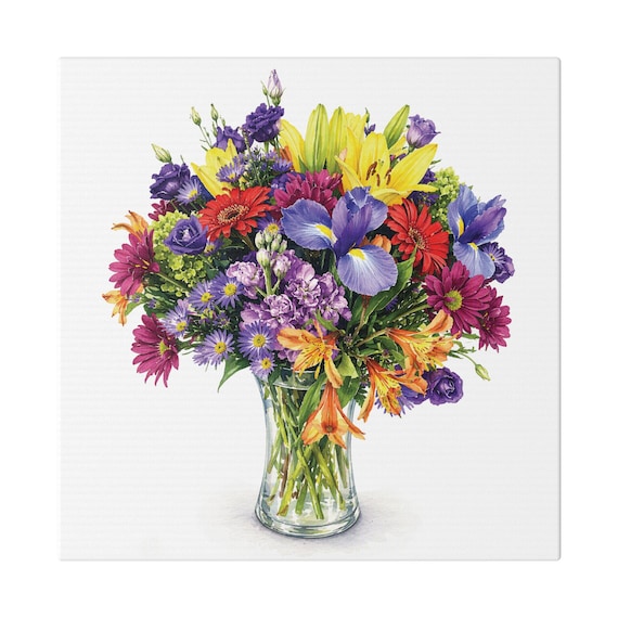 Colorful Wildflower Bouquet Botanical Art Classic Stretched Canvas, Bill Shew canvas print