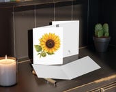 8 cards - Sunflower Greeting Card, Botanical Watercolor Flower Art, Yellow Sunflower Card, alternate view (Bill Shew)