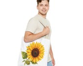 Sunflower Botanical Watercolor Tote Bag, Yellow Floral Canvas Carryall Bag, alternate view (Bill Shew)