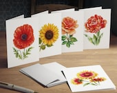 Sunflower & Wildflower Botanical Greeting Card Set of 5, detail view (Bill Shew)
