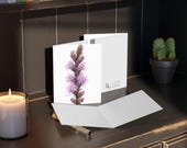 Blazing Star Watercolor Greeting Card, Purple Liatris Botanical Art, alternate view (Bill Shew)