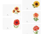 Sunflower & Wildflower Botanical Greeting Card Set of 5, in-room view (Bill Shew)